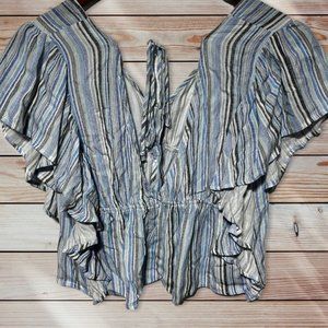 Altar'd State Striped Blouse Size XS Blue